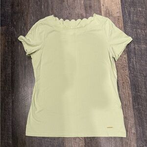 Anne Klein Scalloped-Neck Top Cotton